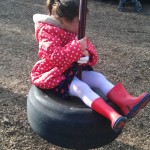 on the tyre swing - National Trust park